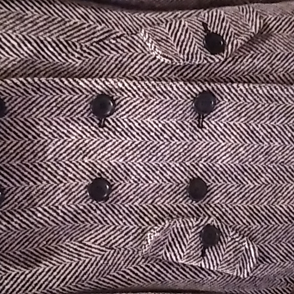 Vintage Express design studio black white tweed pea coat sz xs - Picture 5 of 8